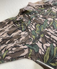 Vtg LG Long Sleeve Mossy Oak Pocket Shirt Green Leaf Foliage USA Made See Pics