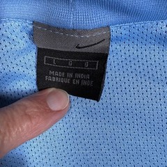Nike Shirt Men’s Large Blue Sleeveless Swoosh Crew Neck Shiny Satin 90s Y2K