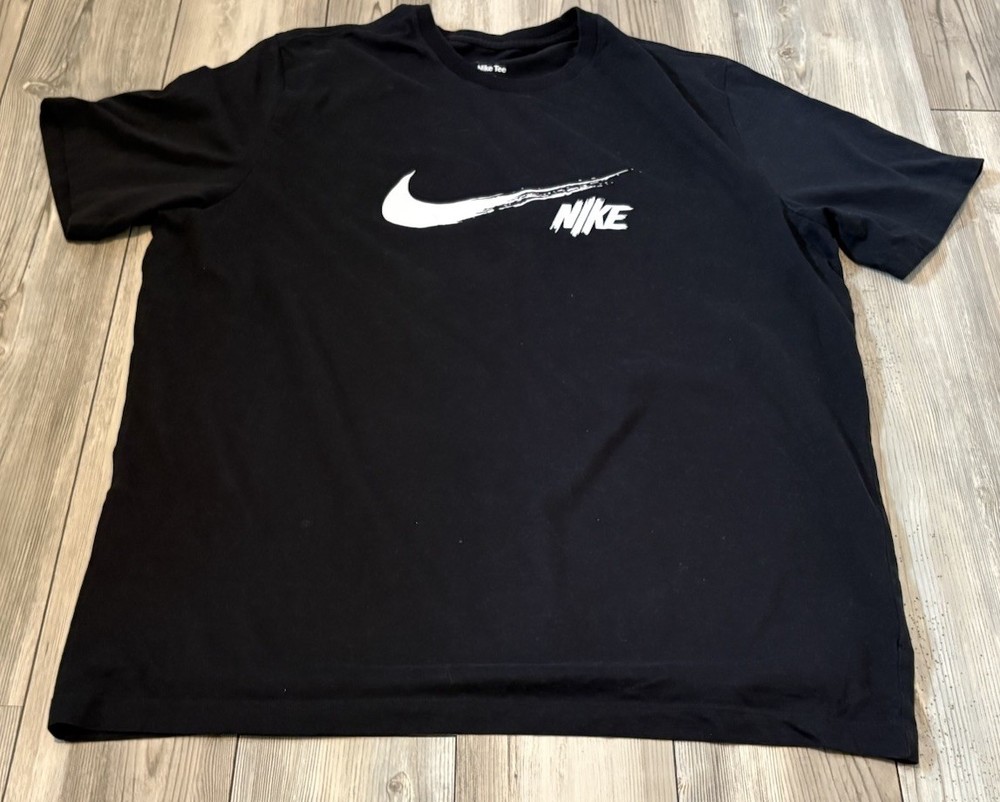 Nike Dri Fit Men’s 2XLT XXL Tall Black Graphic Swoosh Prefomance T Shirt