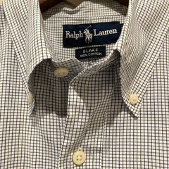 Ralph Lauren BLAKE 90s Tattersall Shirt Men’s L Black Blue Check For 14Y+ Japan