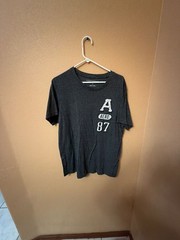 Aeropostale Aero 87 Appliqué Graphic Crew Neck T-Shirt Dark Gray Heather