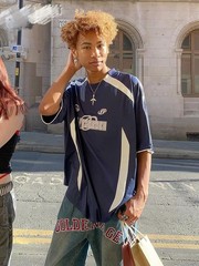 Oversized T Shirt Men 90s Shirt Unisex Streetwear Contrast Color