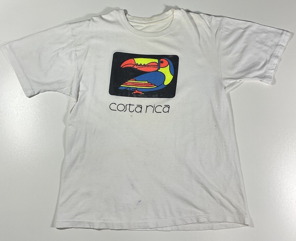 Vintage Costa Rica Toucan T Shirt Sz L Single Stitch Tourist Art Distressed 90s