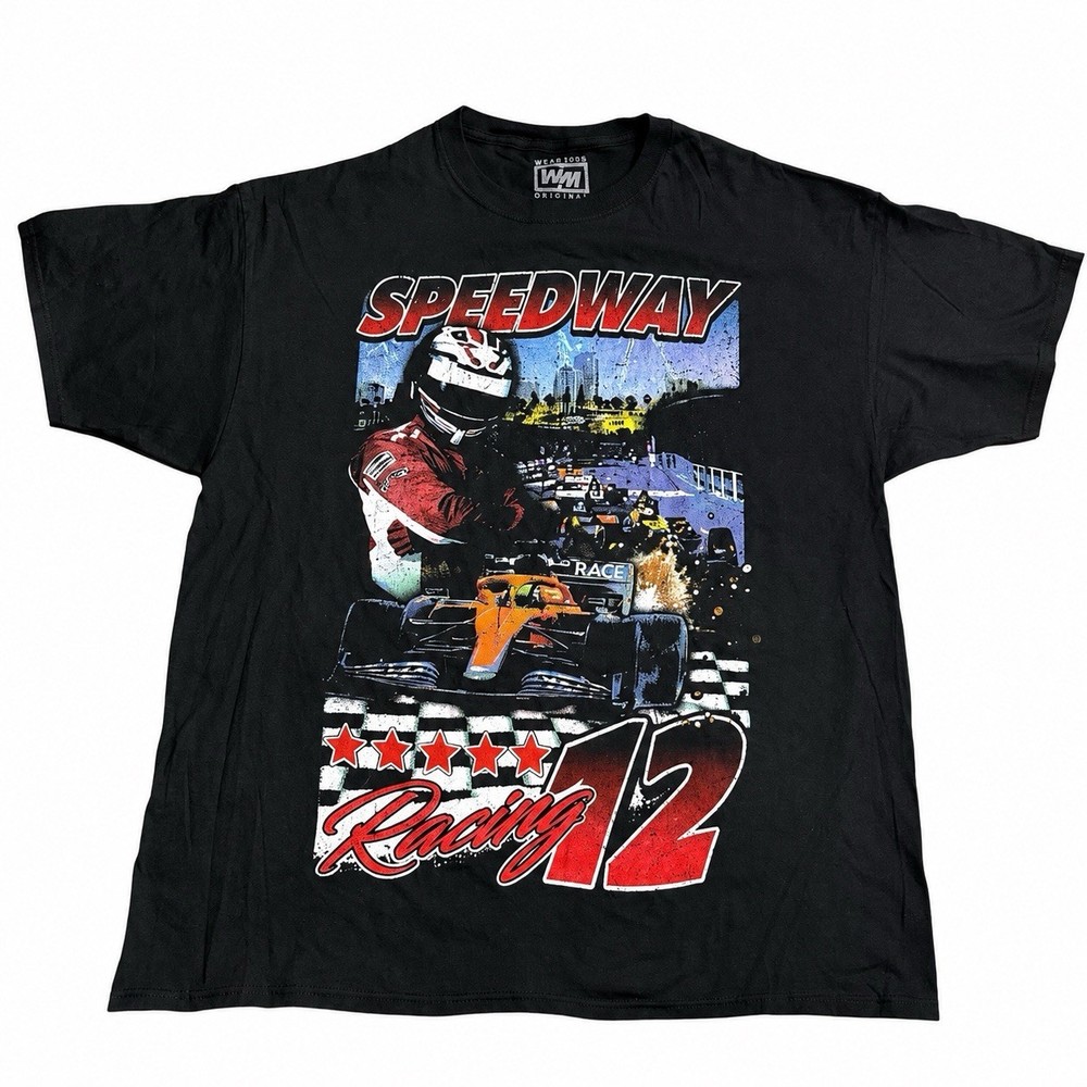 Speedway Racing Graphic Tee Mens XL Black Motorsports Race Car T Shirt NASCAR