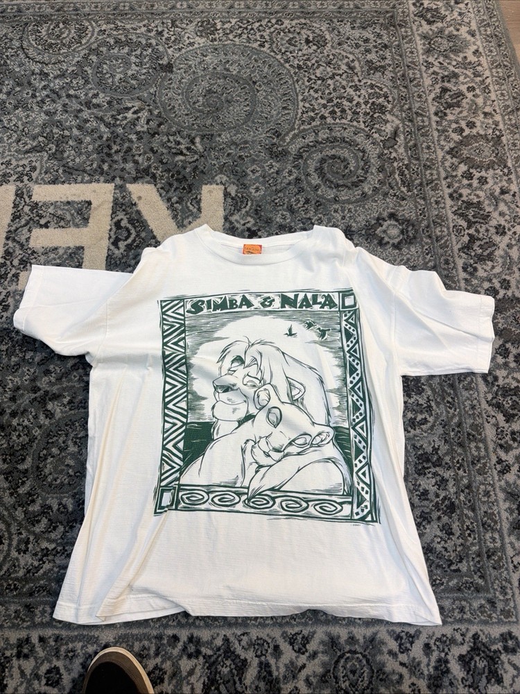 Rare Vintage The Lion King Simba & Nala XL Film Promo Art T Shirt 90s Disney