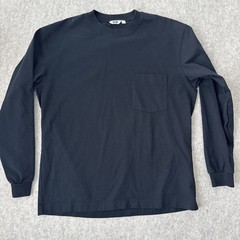 Uniqlo U Crew Neck Long Sleeve T Shirt Mens Medium Black/ Washed Black