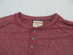 Hudson Barrow Shirt Mens 3X Red Heather Henley Neck Pocket Tee Adult 3XL