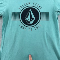 Volcom T-Shirt Mens Medium Teal True To This Graphic Stone Logo Short Sleeve Tee