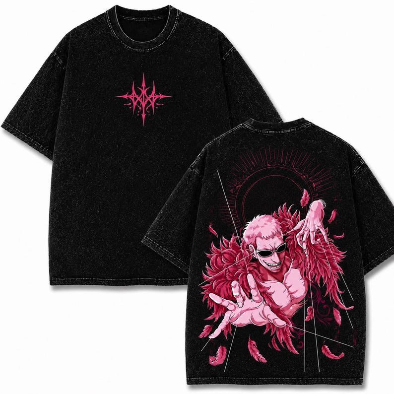 Neon Pink Feather Puppet Master Shirt, Gothic Dark Jester Oversized Top, Vintage