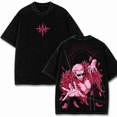 Neon Pink Feather Puppet Master Shirt, Gothic Dark Jester Oversized Top, Vintage
