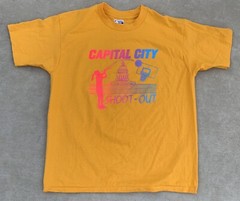 Vintage Capital City Shoot Out T Shirt Basketball Neon Graphics Tee Size XL