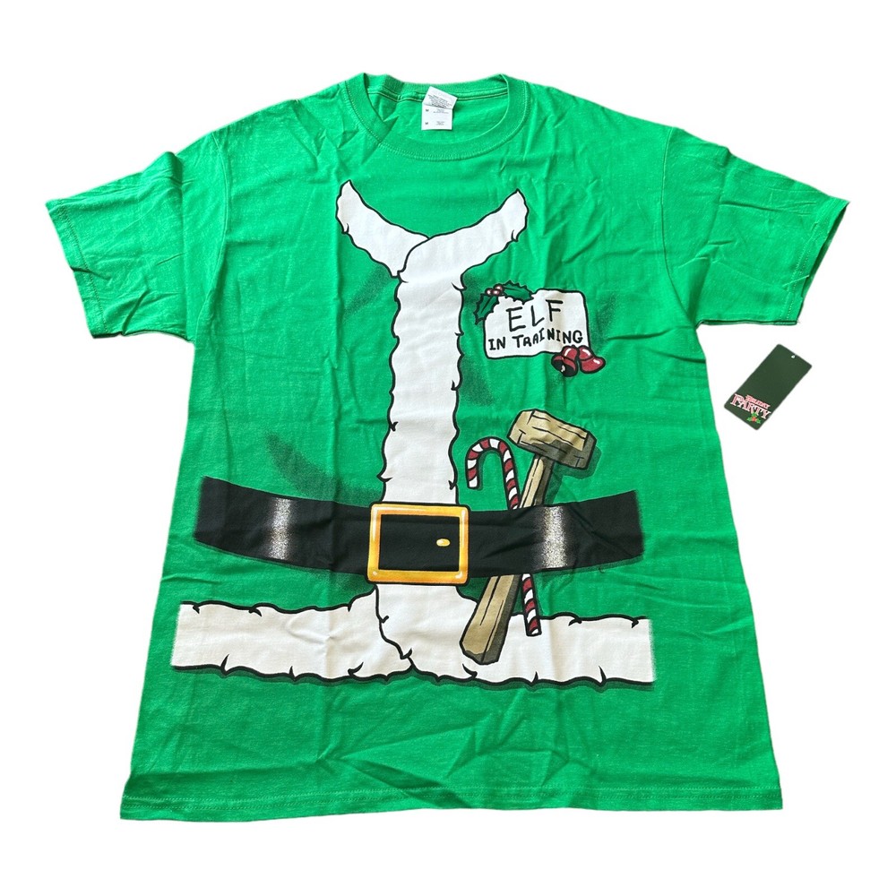 Fruit of the Loom Elf In Training Size Med T Shirt Cotton Green NWT Christmas