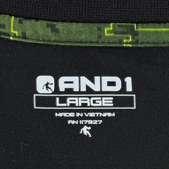 Vintage Y2K AND1 Athletic T Shirt Black 100% Polyester Green Camouflage Pocket L