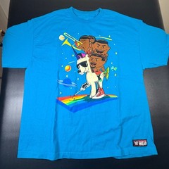WWE The New Day Unicorn Rainbow Space Graphic T-Shirt Blue XXL Mens Wrestling K3