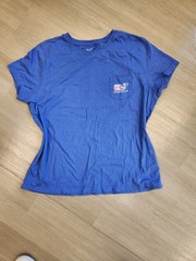 Vineyard Vines Blue Short Sleeve Pocket T-Shirt with Camo Whale Logo