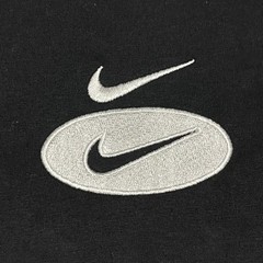 Nike T-Shirt Mens Medium Black Double Swoosh Embroidered Logo Streetwear NEW