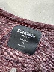 Bonobos Mens XL Standard Fit Henley T-Shirt Red White Lightweight Modern Classic