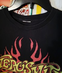 Aerosmith Men’s Vintage Flaming Skull Graphic Print Rock Band Shirt Size M