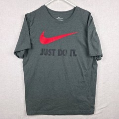 Nike Just Do It Graphic T Shirt Mens XXL Gray Red Nike Swoosh Athletic Workout