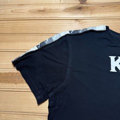 Y2K Kappa Spell Out Logo Tape Shoulder Streetwear Retro T-Shirt Men’s – Large