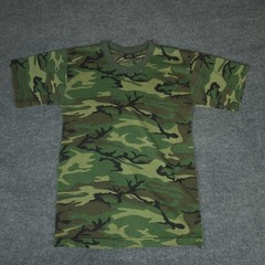 VTG Rothco Shirt Mens Large Green Woodland Camo Crewneck Military Made USA Tee