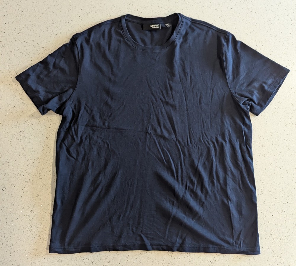 Murano Liquid Luxury Slim Fit Men’s T-Shirt in Blue Sz Lg Cotton Crew Neck