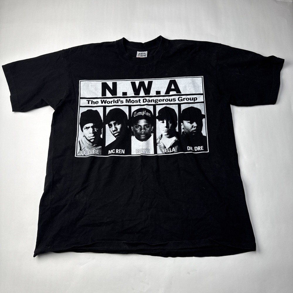 Vintage NWA World’s Most Dangerous Group Pro5 Black 2-Sided T-Shirt – Men’s 2XL