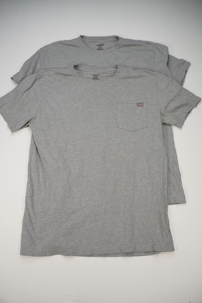 Pair of Mens Dickies Large Gray Heather Pocket Tee Shirts Work Everyday Casual