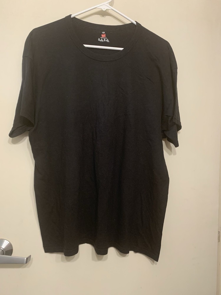 Hanes black t- shirt large classic everyday cotton tee comfortable casual unisex