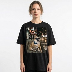 English Bulldog Bandana Iced Latte NYC Night Street Unisex T-Shirt Funny Tee