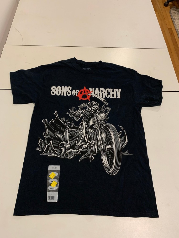 Sons of Anarchy Shirt Medium Black Grim Reaper Motorcycle Vintage Promo Samcro