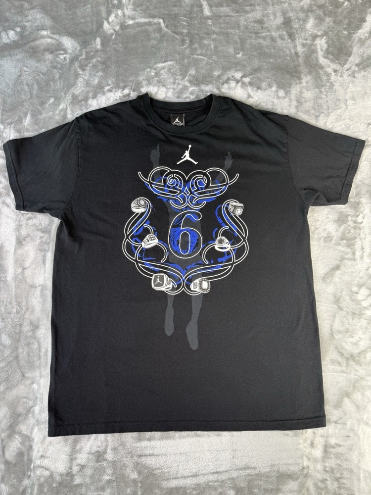 Vtg Michael Jordan Jumpman Chicago Bulls Championship Rings Black T-Shirt XL