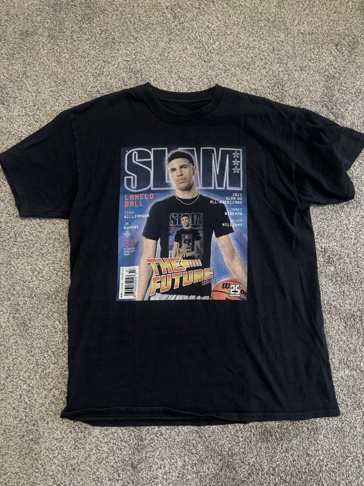 Men’s LaMelo Ball SLAM Cover Graphic T-Shirt Black Size M Short Sleeve
