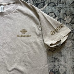 Budweiser Harley-Davidson 120 Year T-Shirt Medium Beige Beer Bikes