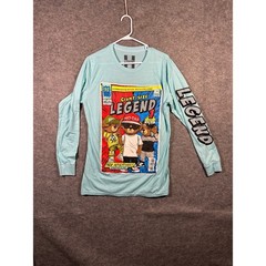 Legend Comic Bear Graphic Long Sleeve T Shirt Mens Size L, Blue Novelty