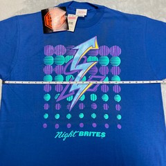 NWT! Vtg 1990s Glow-in-the-Dark Night Brites Lightning Bolt 80s T-Shirt Shirt XL