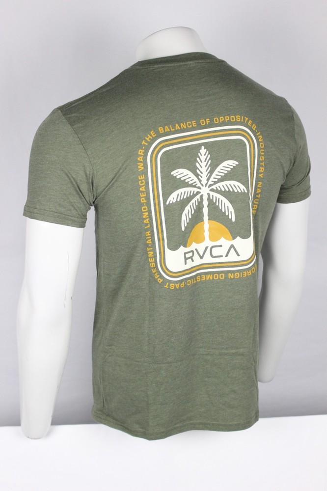RVCA Men’s Shaylen Graphic T Shirt Short Sleeve Green Heather 50/50 Cotton/Poly