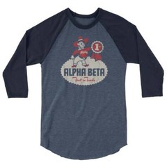 Alpha Beta Grocery Store unisex retro 3/4 sleeve raglan baseball tee