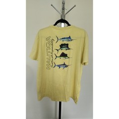 Nautica Mens XL Yellow Marlin Fish Graphic Tee Short Sleeve Cotton T-Shirt