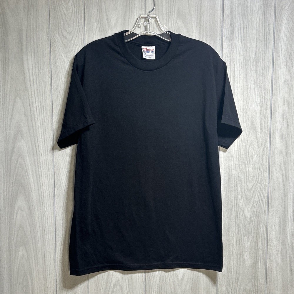 Hanes Heavyweight 50/50 Black Short Sleeve Shirt Size Medium