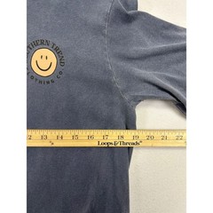 Streetwear Southern Trend Mens Size M Blue Pig Smiley Graphic Long Sleeve Shirt