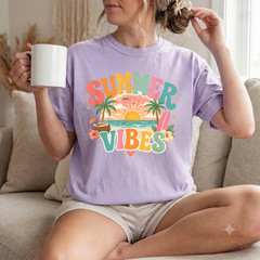 Comfort Colors® Summer Vibes Retro Beach Sunset Tropical Design T-Shirt