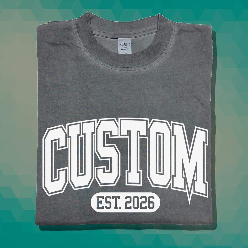 Custom College Font Shirt Varsity Text Gift For favorite University Brand Tee