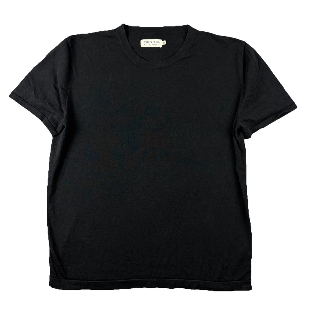 Collars & Co T Shirt Mens XL Black Cotton Silk Minimalist Crewneck Premium Tee
