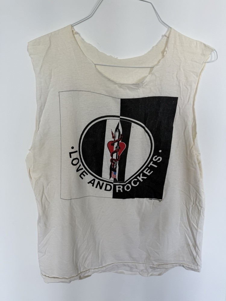 LOVE AND ROCKETS – HERE COME THE BUBBLEMEN 1986 TOUR SHIRT SIZE LARGE CUT