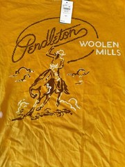 Pendleton Woolen Mills Men’s T-Shirt Cowboy Logo Size M Yellow NWT SMRP $34