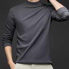 Half Turtleneck Mens Sweater Warm Knit Top Casual Pullover Solid Color Winter
