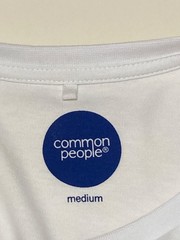 Common People T Shirt Men’s Medium White Blue 100% Cotton Graphic Print Tropical