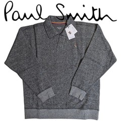 Paul Smith Striped Polo Sweatshirt Charcoal M 100% Cotton Japan For 14+