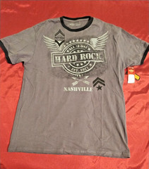 Hard Rock Cafe T-Shirt NASHVILLE Men’s L Gray Distressed Wings Rare Find NWT